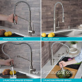 Pull Out Spring Spray Gold Kitchen Faucet